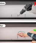 Before and after using Flexible Drill Bit Extension Set With 360 Degree Bendable Design, showing improved access in tight spaces.