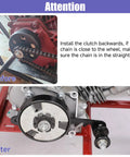 Chain Tensioner Bracket Kit With 8mm Roller For Predator 212 And 224cc Mini Bike Engines installation before and after comparison.