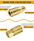 Air Hose Fittings Kit 16 Pc 1/4 In NPT Quick Connect Couplers And Plugs For Pneumatic Tools And Compressors, U and M Style Couplers