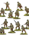 US Rangers 28mm Plastic Miniatures For World War II Tabletop Wargaming 30 Highly Detailed Infantry Figures back view on terrain