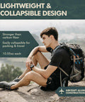 Person sitting with Ultralight Collapsible Trekking Poles For Hiking, 2-Piece Adjustable Walking Sticks With EVA Foam Grips