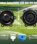 Front view of FRUSSONIA 3-pack irrigation valve diaphragm replacement kit; includes two Buna-N diaphragms and hardware.