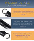 Close-up of Four And Seven Eighths Inch Recliner Mechanism Extension Springs Two Pack Replacement Parts with product details.