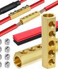 Heavy Duty 12 To 10 AWG Mechanical Screw Splice Connectors Kit With 4 Position Design Brass Construction Inspection Window 10 Splices 3 To 1 Heat Shrink Tubing 44 Slotted And 44 Allen Set Screws 600V Rating brass wire splice connectors with heat shrink and set screws