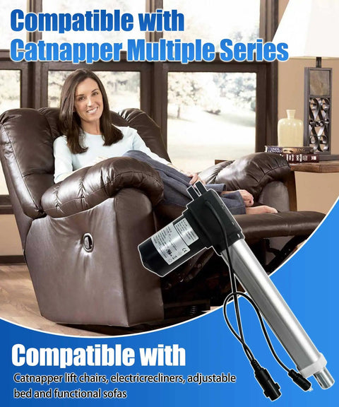 Power Recliner Motor Kit 187mm Stroke Linear Actuator Replacement for Mulin ML16 Series with Catnapper chair in background