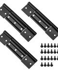 3Pack Matte Black Screen Door Hinges Featuring One Eighth Inch Grooved Center Leaf Fits Most Patio Enclosure Storm Doors with included screws.