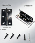 12 Pack Black Stainless Steel Butt Hinges For Cabinets And Doors, 2.15 Inch Long, Rust Resistant 201 Stainless Steel Hinges with screws