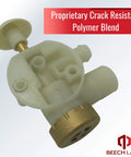 RV toilet valve brass leak-resistant Beech Lane with crack-resistant polymer blend for enhanced durability and performance.