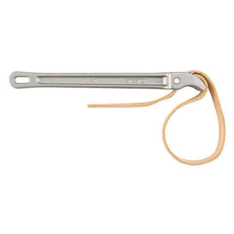 Aluminum Strap Wrench For Two Inch Capacity Adjustable Twenty Four Inch Strap Nylon Coated Strap Replaceable Eleven Point Seven Five Inch Handle