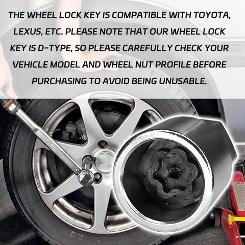 Go To Wheel Lock Key D Type Universal Lug Nut Remover Tool for Toyota Lexus Camry Corolla Tacoma Highlander RX ES GX in use