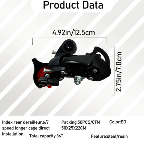 K138 6/7 Speed Rear Derailleur Direct Mount For Mountain Bike And Road Bike With 36T Capacity Replacement For TY21B