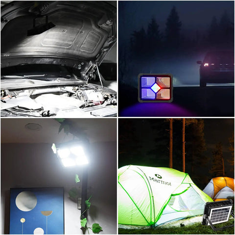 Portable LED Work Light With Solar Power 200W Bright, 20600mAh Battery Delivers 20000 Lumens, IP66 Waterproof used outdoors and indoors
