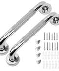 Two Pack 12 Inch Anti Slip Bathroom Grab Bar Set Stainless Steel Shower Handle Knurled Safety Rail For Elderly Pregnant Women Kids Handicap Seniors Easy Grip Bath Safety with installation screws