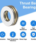 Front view of uxcell F8-16M thrust ball bearing with washers, chrome steel, 8mm x 16mm x 5mm, single-direction