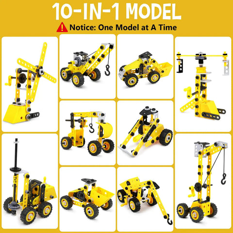 10 In 1 Stem Toys Set For Kids Ages 4 5 6 7 8 9 Plus Hands On Building Blocks Kit With Engineering Models on display