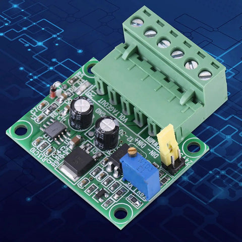 0-10V Digital to Analog Converter Module for Industrial Control Panels, compact PCB with green terminal block