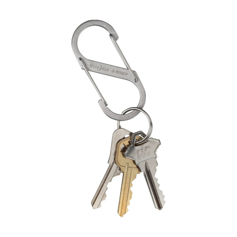 Size 3 SBiner Dual Carabiner Stainless Steel, Double Gated Clip holding keys, built to last, corrosion resistant for everyday carry