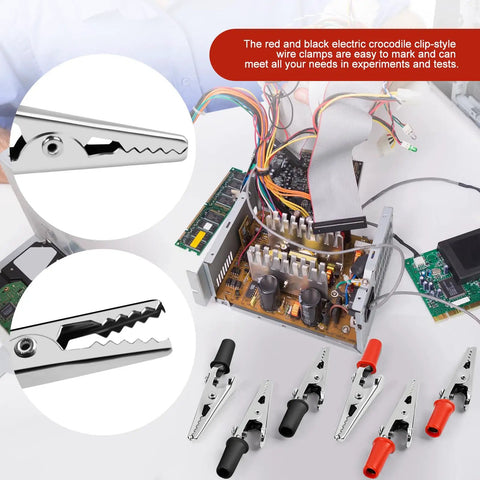 50 Pack Small Alligator Clip Test Clamps With Plastic Grips Red And Black 25 Each Kit for Wires and Joints in electronics setup