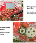 Manual Hand Push Seeder With Wheel For Easy Row Planting, Stainless Steel Duckbill And Seed Box For Fast Seeding, transparent seed box.