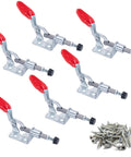 Beefy Heavy Duty Push Pull Toggle Clamp Set With Quick Release Six Piece 99 Lbs Holding Capacity for Woodworking and Welding