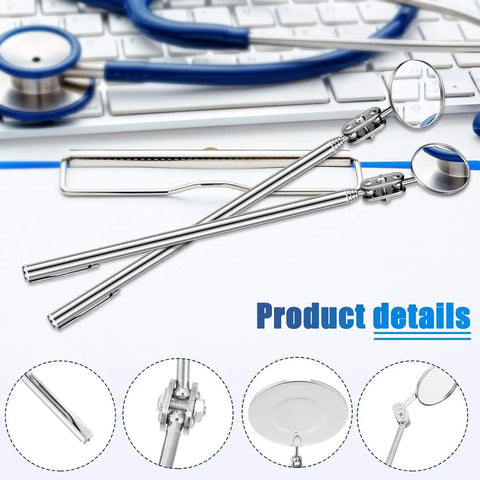 Telescoping Inspection Mirror Set, 3 Piece Rotating Round Head Tool for vehicle checks, small part inspections, portable compact design.