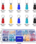 200 Pcs Insulated Wire Connectors Kit With Mixed Ring Spade Butt Fork Quick Disconnect Crimp Terminals For Do It Yourself Home And Auto Wiring Projects Includes 2 Sizes And 5 Colors, connectors in case with dimensions