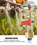 Heavy Duty Wide Fan Spray Nozzle Made From Zinc Alloy For Agricultural Gardening And Aquaculture Spraying Equipment Delivering Broad Coverage Durable Construction Easy To Use And Built To Last shown close-up with crops