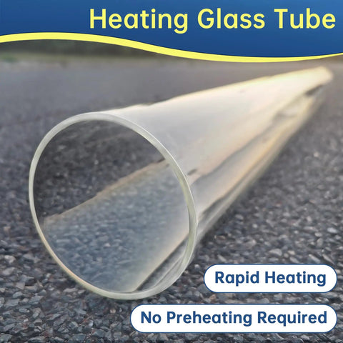 Replacement Glass Tube For Four Sided Pyramid Patio Heaters 49 Point 5 Inches Tall And 4 Inches Diameter on an outdoor surface