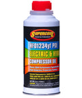 Real Deal Synthetic PoE Lubricant Oil For 1234yf Electric Hybrid Vehicles 4 Oz can with red lid and labeled information for AC use.