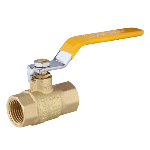 Pack of Ten Heavy Duty 3/4 Inch Brass Ball Valve Full Port With Yellow Handle 600 WOG FNPT FIP Threaded Lead Free