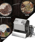 Badass Build Hella Spacious Gas Coffee Bean Roaster With Thermometer And Stainless Steel Drum For Home And Commercial Use showing coffee beans and nuts.