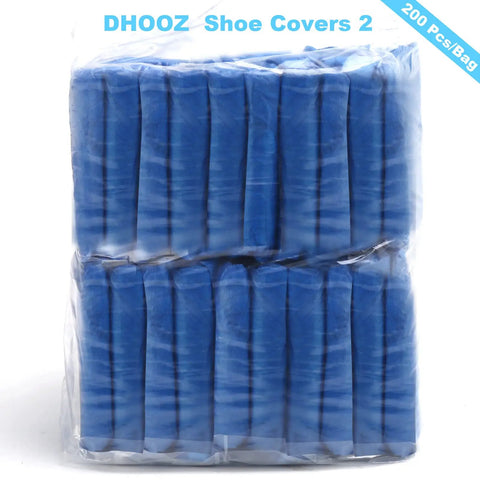 Pack of 200 blue Waterproof Disposable Shoe Covers Non Slip For Indoors And Light Outdoors CPE Plastic Booties.