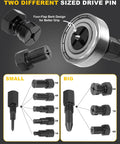 Blind Hole Bearing Puller Set for Bicycles and Motor Vehicles showing different sized drive pins and expandable collets.