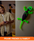 Rad Glow In The Dark Gecko Wall Climber Robot Toy With Rechargeable Remote Control in action on a wall