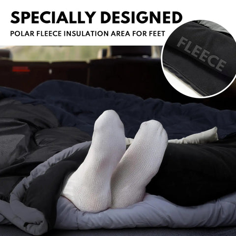 XXL Winter Sleeping Bag For Adults And Kids Ultra Warm Cozy All Season Camping Gear with feet in fleece insulation area