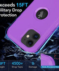 iPhone 11 Case With Built In Screen Protector Beefed Up Heavy Duty Drop Protection Full Body Rugged Shockproof Dust Proof 3 Layer Tough Protective Cover For iPhone 11 Purple back view