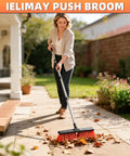 Person using Beast Of A Heavy Duty Push Broom With 55 Inch Ergonomic Handle And 18 Inch Wide Head on patio