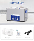 Top Notch Dk Sonic 30L Ultrasonic Cleaner 600W with wash baskets, user manual, and power cable on a kitchen countertop.