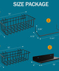 Pegboard Organizer Kit With Bins, Transparent Cups, Wire Baskets, Paper Towel Holder And Hooks, dimension diagram.