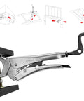 Expand O Reverse Action Clamping Pliers With 500 Lbs Clamp Pressure showing grip and various use diagrams.