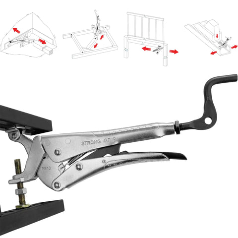 Expand O Reverse Action Clamping Pliers With 500 Lbs Clamp Pressure showing grip and various use diagrams.