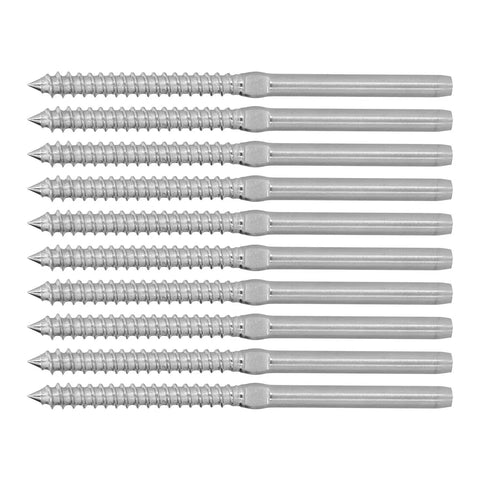 Left Right Hand Thread Swage Lag Screws for 1/8 Inch Cable Railing T316 Stainless Steel Deck Baluster Kit Easy Install Dual Direction Tensioning