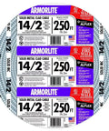 Armorlite Aluminum MC Armored Cable 14 2 600V 250 Ft Coil label and coil in packaging for industrial use