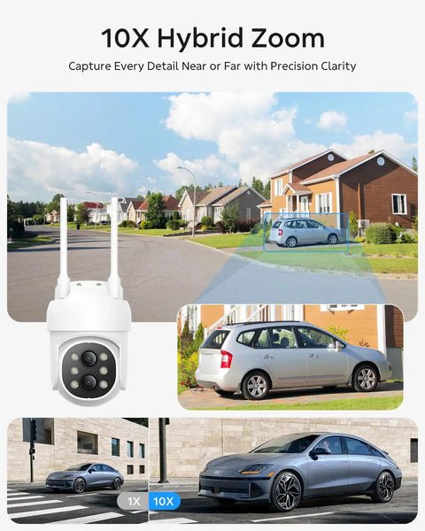Wireless 4K Security Camera System With Monitor, 10X Zoom Dual Lens Outdoor Indoor Surveillance Kit With Night Vision in action