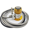 Heavy Duty Cnc Automatic Tool Sensor And Precision Probe Gauge For Nitty Gritty Machining Setup With Spot On Tip Damage Detection and Slick Waterproof Calibration, featuring a gold and silver design with flexible metal tubing.