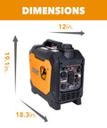 Beast 2700 Watt Dual Fuel Inverter Generator With Gasoline Or Propane CO Sensor Super Quiet Operation dimensions 19.1x18.3x12 inches