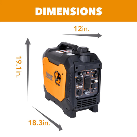 Beast 2700 Watt Dual Fuel Inverter Generator With Gasoline Or Propane CO Sensor Super Quiet Operation dimensions 19.1x18.3x12 inches