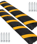 6 Ft Rubber Speed Bumps 2 Pack Heavy Duty Driveway Ramp For Gravel Road And Parking Lot Asphalt Protect Cables And Hoses With 8 Bolts