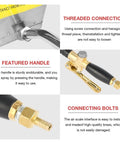 Pro Grade 4 Hole Cement Spray Gun Pneumatic Mortar Sprayer With Roomy Mixing Bucket And Heavy Duty Quick Coupler threaded connection, featured handle close-up.