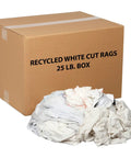 Recycled White Cut Rags In 25 Lb Box For All Purpose Heavy Duty Wipers Polishing Dusting And Cleaning Jobs Made From Assorted Knits